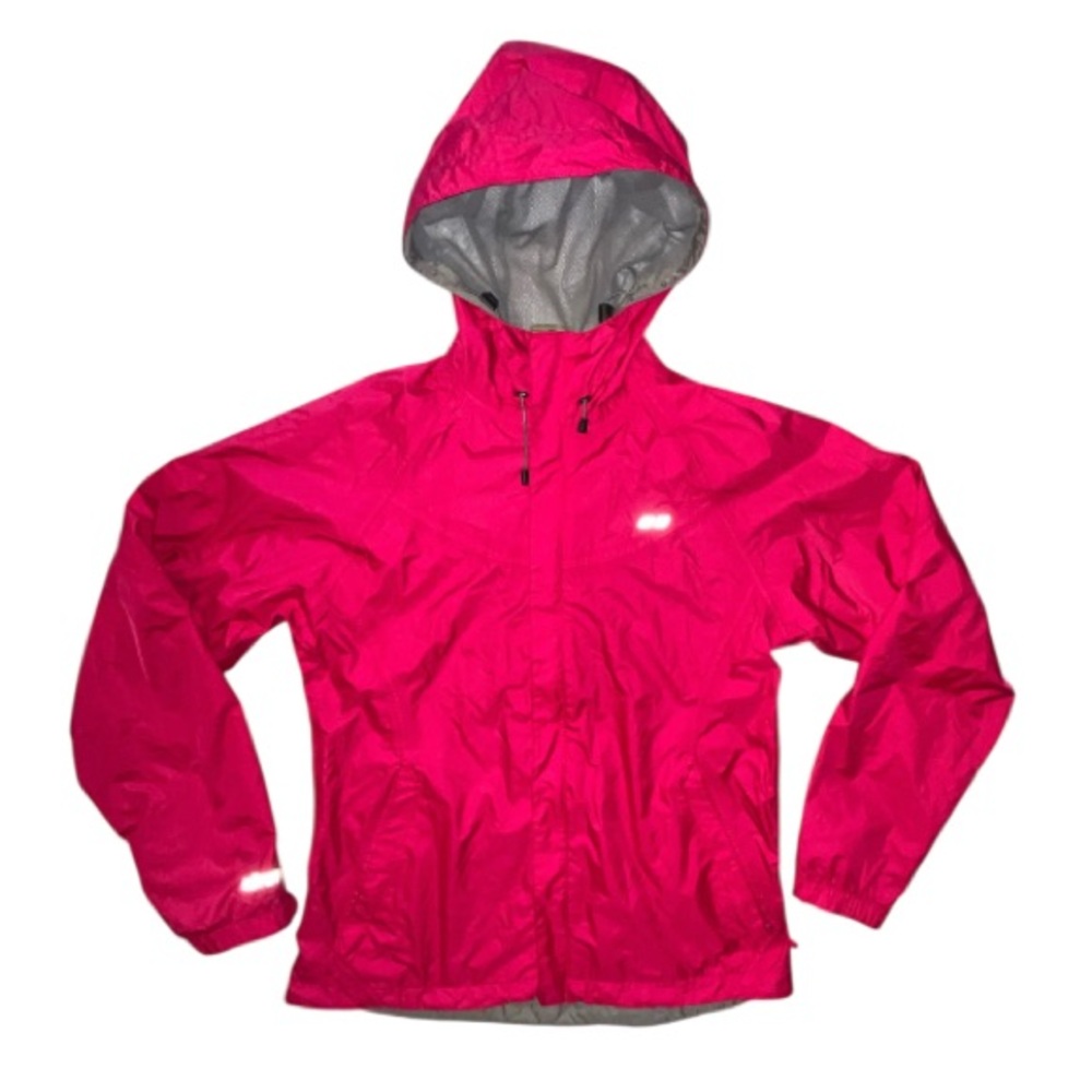 Koopen Full Zip Hooded Rain Coat Pink Adjustable Hood And Bottom Hem Size Small